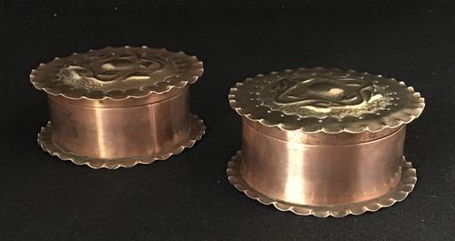 Pair of Arts and Crafts Repousse Trinket Pots (1 of 5)