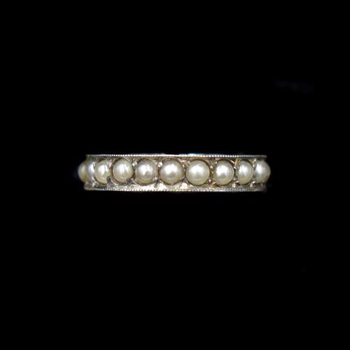 Art Deco Pearl Full Eternity Sterling Silver Band Ring (1 of 10) Art Deco Pearl Full Eternity Sterling Silver Band Ring (1 of 10)