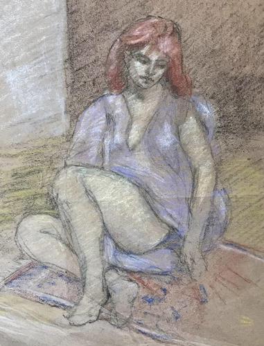 Original pastel 'Seated figure' by Dennis Gilbert NEAC. B.1922. From a studio collection (1 of 2) Original pastel 'Seated figure' by Dennis Gilbert NEAC. B.1922. From a studio collection (1 of 2)