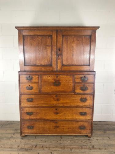 Antique 19th Century Oak Campaign Chest with Cupboard (1 of 17)