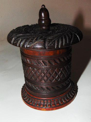 Victorian Carved Hardwood Tobacco Pot (1 of 6)