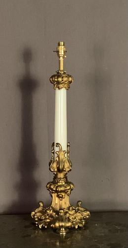 Superb Tall French Gilt Metal Rococo Table Lamp (1 of 9)