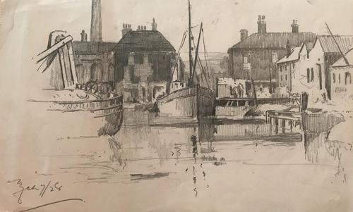 2 original pencil drawings 'Lincolnshire scenes' by Edward Brannan. b.1984. (1 of 2) 2 original pencil drawings 'Lincolnshire scenes' by Edward Brannan. b.1984. (1 of 2)