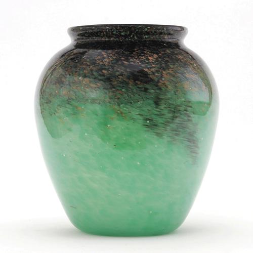 Large Monart Art Deco Glass Vase With Gold Aventurine c.1930 (1 of 8)