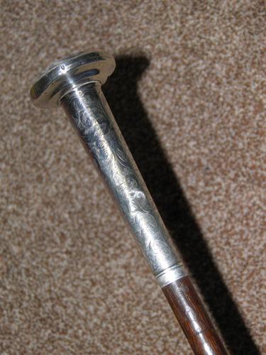 Antique Hallmarked 1916 Repousse Silver Dress / Walking Cane with Vacant Cartouche (1 of 20)