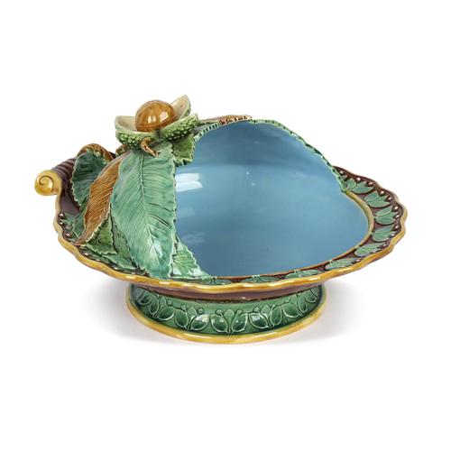 Minton Majolica Pottery Pedestal Chestnut Dish Dated 1867 (1 of 14) Minton Majolica Pottery Pedestal Chestnut Dish Dated 1867 (1 of 14)