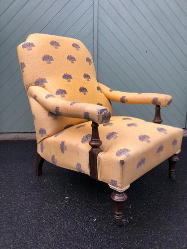 English Walnut Upholstered Armchair for recovering (1 of 8)