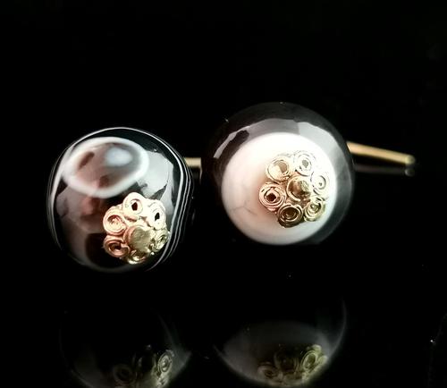 Antique Victorian Agate Drop Earrings, 9ct Gold (1 of 10) Antique Victorian Agate Drop Earrings, 9ct Gold (1 of 10)