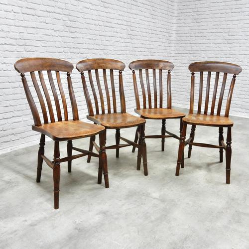 Set of 4 Antique Windsor Lathback Kitchen Chairs (1 of 5)