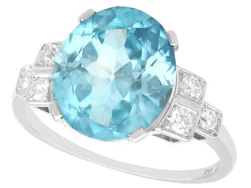 9.82ct High Zircon & 0.29ct Diamond, Platinum Dress Ring - Vintage c.1940 (1 of 9) 9.82ct High Zircon & 0.29ct Diamond, Platinum Dress Ring - Vintage c.1940 (1 of 9)
