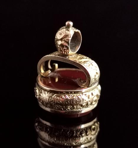 Antique Victorian 9ct Gold Carnelian Seal Fob (1 of 13)