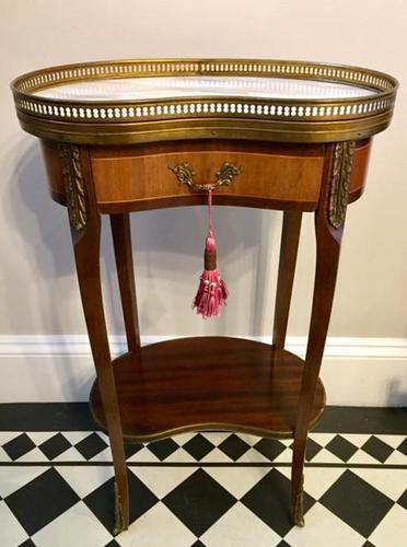 Antique French Kidney Shaped Side Table with Marble Top (1 of 10)