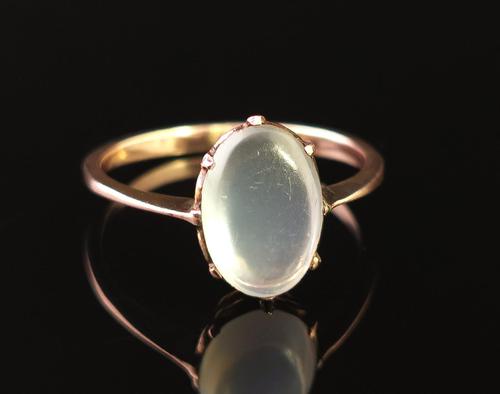 Antique Art Deco Moonstone Cabochon Ring, 9ct Gold (1 of 13)