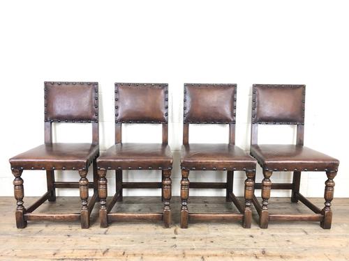 Set of 4 Early 20th Century Leather Dining Chairs (1 of 10)