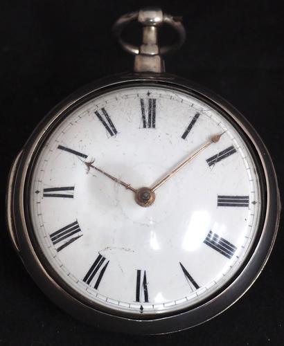 Good Antique Silver Pair Case Pocket Watch Fusee Verge Escapement Key Wind Enamel Dial Robinson London (1 of 11) Good Antique Silver Pair Case Pocket Watch Fusee Verge Escapement Key Wind Enamel Dial Robinson London (1 of 11)