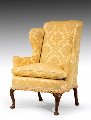 Walnut Framed Wing Chair of Small Proportions (1 of 6)