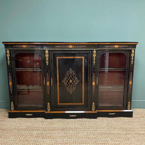 Stunning Ebonized Victorian Break-Fronted Antique Credenza (1 of 9)