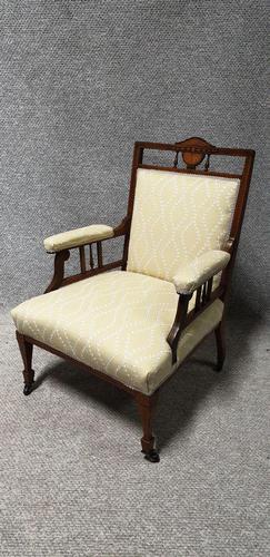 Reupholstered Edwardian Inlaid Armchair (1 of 6) Reupholstered Edwardian Inlaid Armchair (1 of 6)