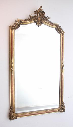 19th Century French Vertical Gilt Mirror (1 of 9)