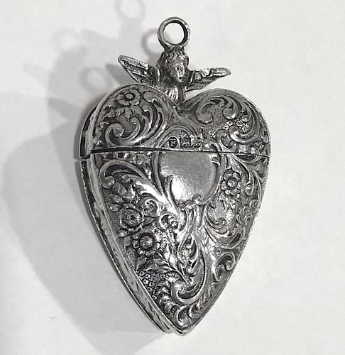 Large Edwardian Hanau Silver Heart Locket c1902 (1 of 6)