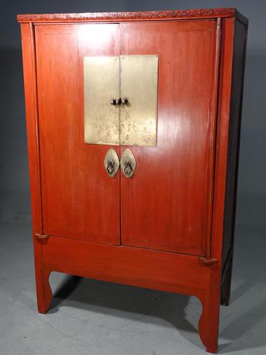 Original Late 19th Red Lacquer Chinese Wedding Cabinet (1 of 4) Original Late 19th Red Lacquer Chinese Wedding Cabinet (1 of 4)