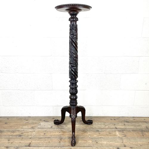 Antique Carved Mahogany Torchère Stand (1 of 9)