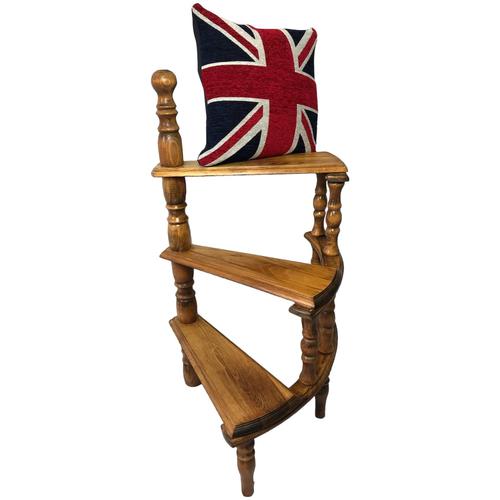 Victorian Style Light Oak Library Spiral Curved Step Ladder Stand (1 of 24)