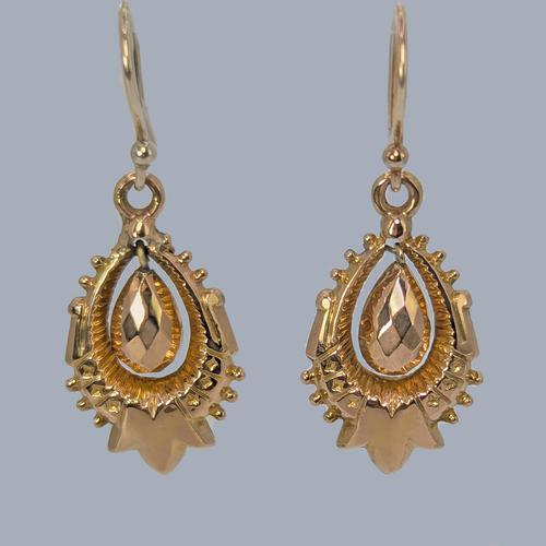 Victorian 9ct Gold Dangle Earrings Antique Articulated 1.5" Drop Earrings Circa 1890 (1 of 6)