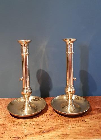 Superb Pair of Antique George III Brass Candlesticks (1 of 6)