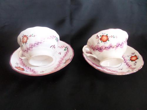 A Pair of Gaudy Welsh Cup & Saucers (1 of 5)