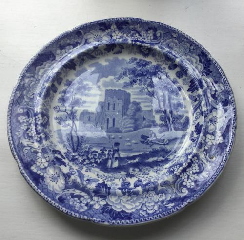 Early 19th Century Blue & White Plate of Lanercost Priory, Cumbria (1 of 2)