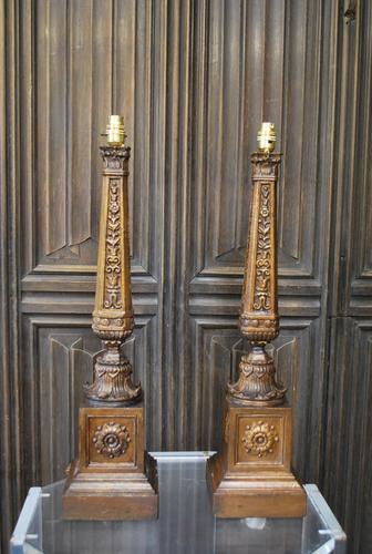 Pair of Carved Giltwood Lamps (1 of 7) Pair of Carved Giltwood Lamps (1 of 7)