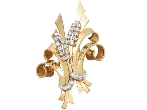 4.32ct Diamond & 18ct Yellow Gold Double Clip Brooch c.1930 (1 of 12) 4.32ct Diamond & 18ct Yellow Gold Double Clip Brooch c.1930 (1 of 12)