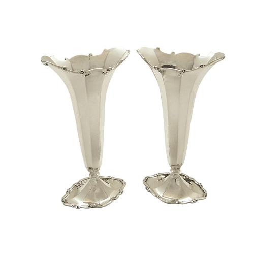 Pair of Antique Sterling Silver Vases 1912 (1 of 7)