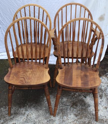 1940s Set 4 Ash Comb Back Chairs. 3 + 1 Carver (1 of 3)