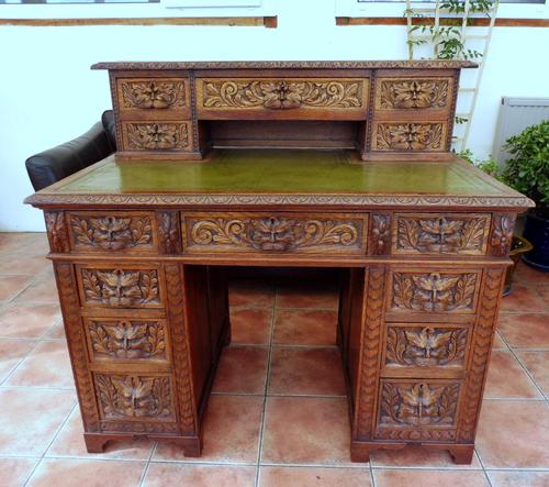 Country Oak Lions Head Pedestal Desk 1860 (1 of 12) Country Oak Lions Head Pedestal Desk 1860 (1 of 12)