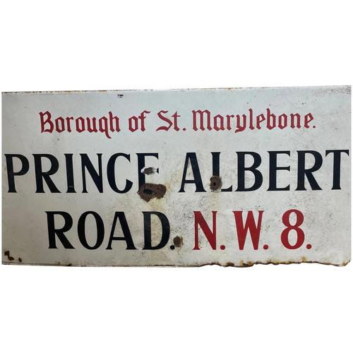 Antique Enamel London Wall Sign Borough of St Marylebone Prince Albert Road NW8 (1 of 46)