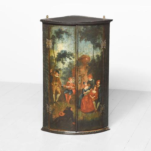 Painted George III Bow-Fronted Corner Cabinet (1 of 9)