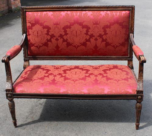 1910s French Beech 2 Seater Sofa in Red Upholstery (1 of 4)