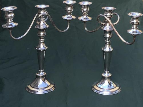 Pair of Edwardian Silver Plate on Copper Three Branch Candelabra (1 of 8) Pair of Edwardian Silver Plate on Copper Three Branch Candelabra (1 of 8)