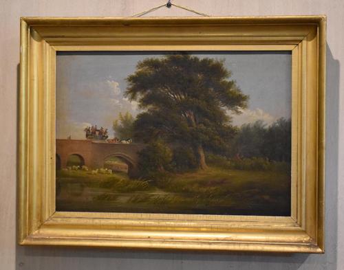 Victorian Landscape Oil Painting with Coach & Horses (1 of 5) Victorian Landscape Oil Painting with Coach & Horses (1 of 5)