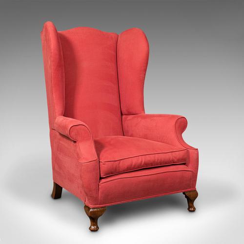 Antique Wing-back Chair, English, Armchair, Oak, Fireside Seat, Victorian, 1900 (1 of 12)