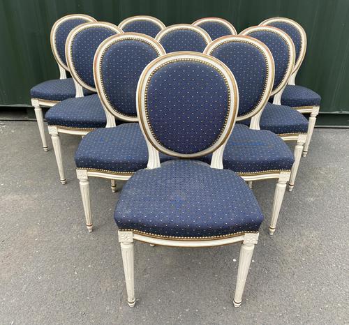 Rare Long Set 10 French Parisian Dining Chairs (1 of 12)