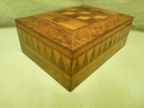 Large Tunbridge Ware Style Jewellery Box - Original Tray c.1870 (1 of 16)