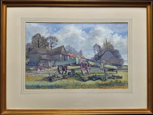 The Green Cart by R.Coleman 1971 - Fine Farmstead Landscape Watercolour Painting (1 of 11)