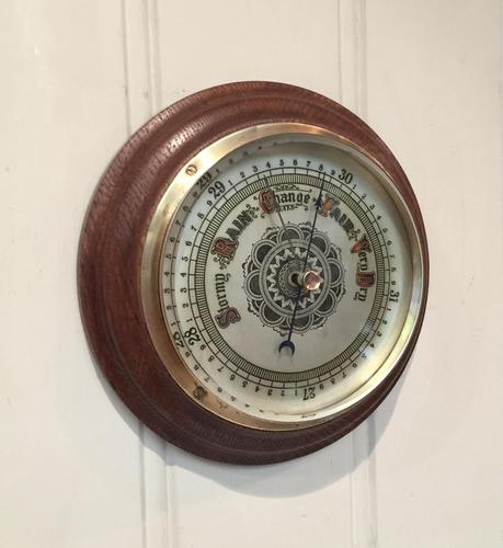 Edwardian Oak Aneroid Barometer c.1901 (1 of 8) Edwardian Oak Aneroid Barometer c.1901 (1 of 8)
