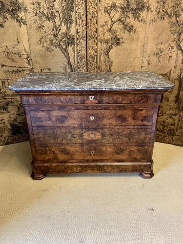 Frech 19th Century Burr Walnut Commode with Marble Top (1 of 7) Frech 19th Century Burr Walnut Commode with Marble Top (1 of 7)