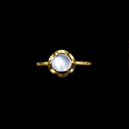 Vintage Moonstone Round Buttercup 18ct 18k Yellow Gold Ring (1 of 9)