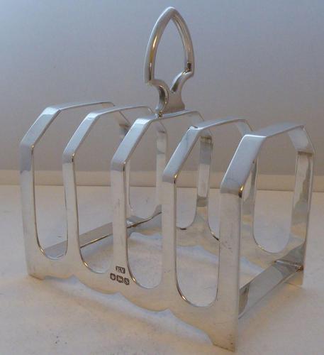 Large 1960 Solid Hallmarked Silver Toast Rack Emile Viner 109g (1 of 7)