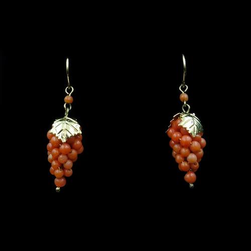 Antique Coral Grape Gold on Sterling Silver Drop Earrings (1 of 7) Antique Coral Grape Gold on Sterling Silver Drop Earrings (1 of 7)